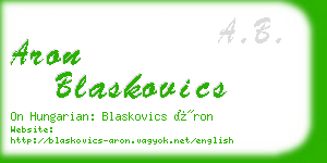 aron blaskovics business card